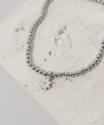 不鏽鋼珠花朵吊墜手鍊