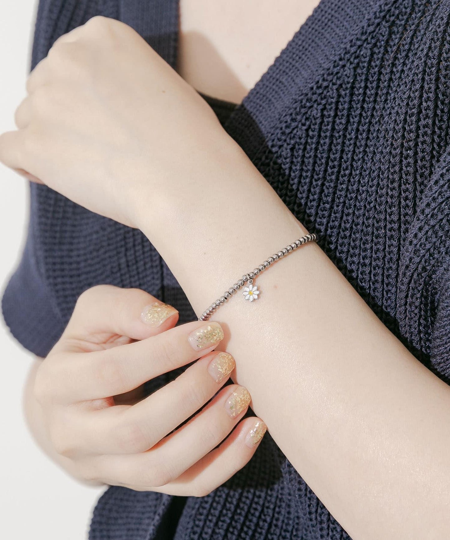 不鏽鋼珠花朵吊墜手鍊