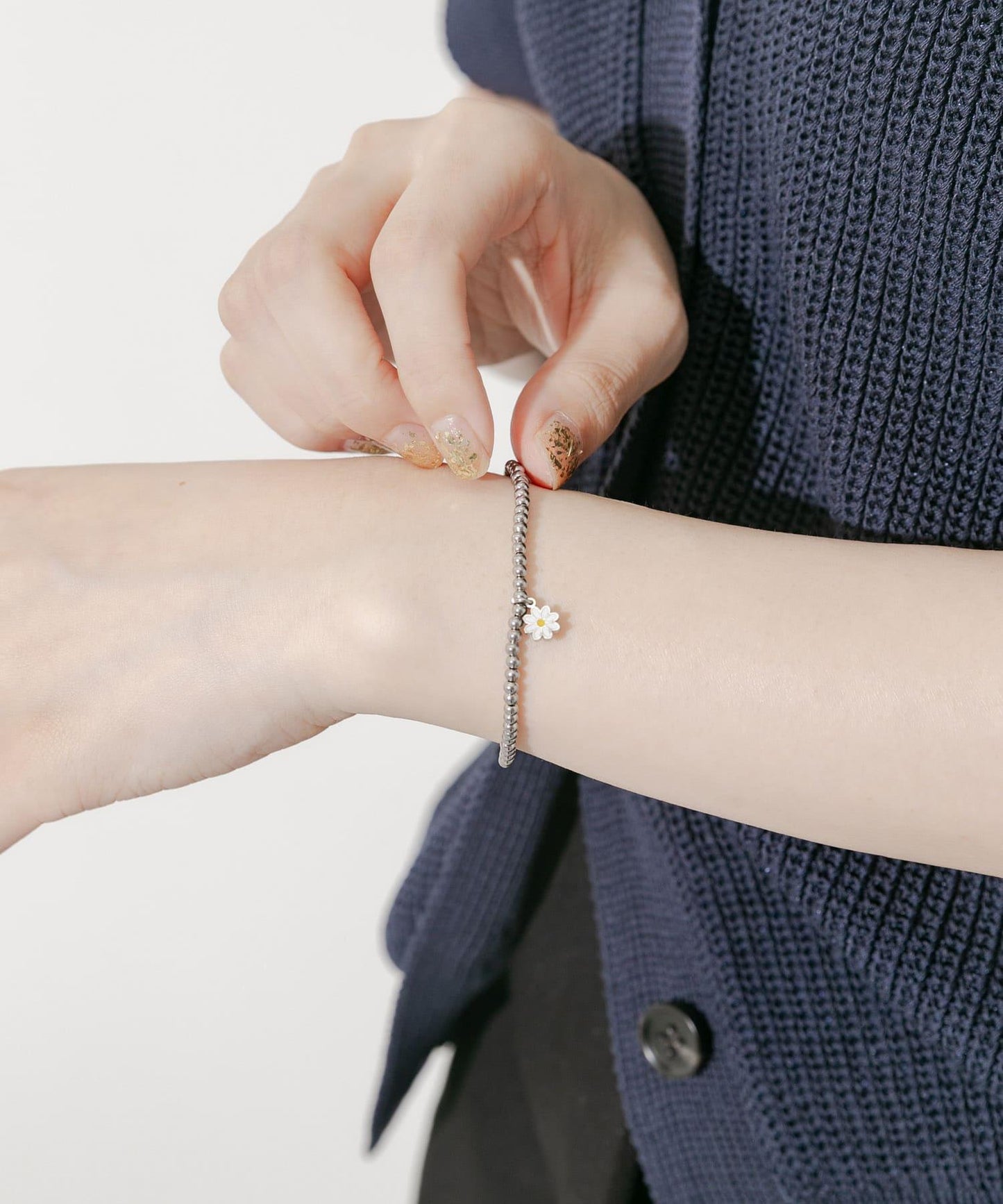 不鏽鋼珠花朵吊墜手鍊