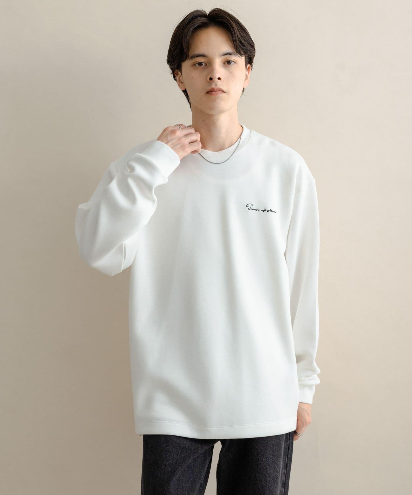 部分色 刺繡加厚長袖T恤