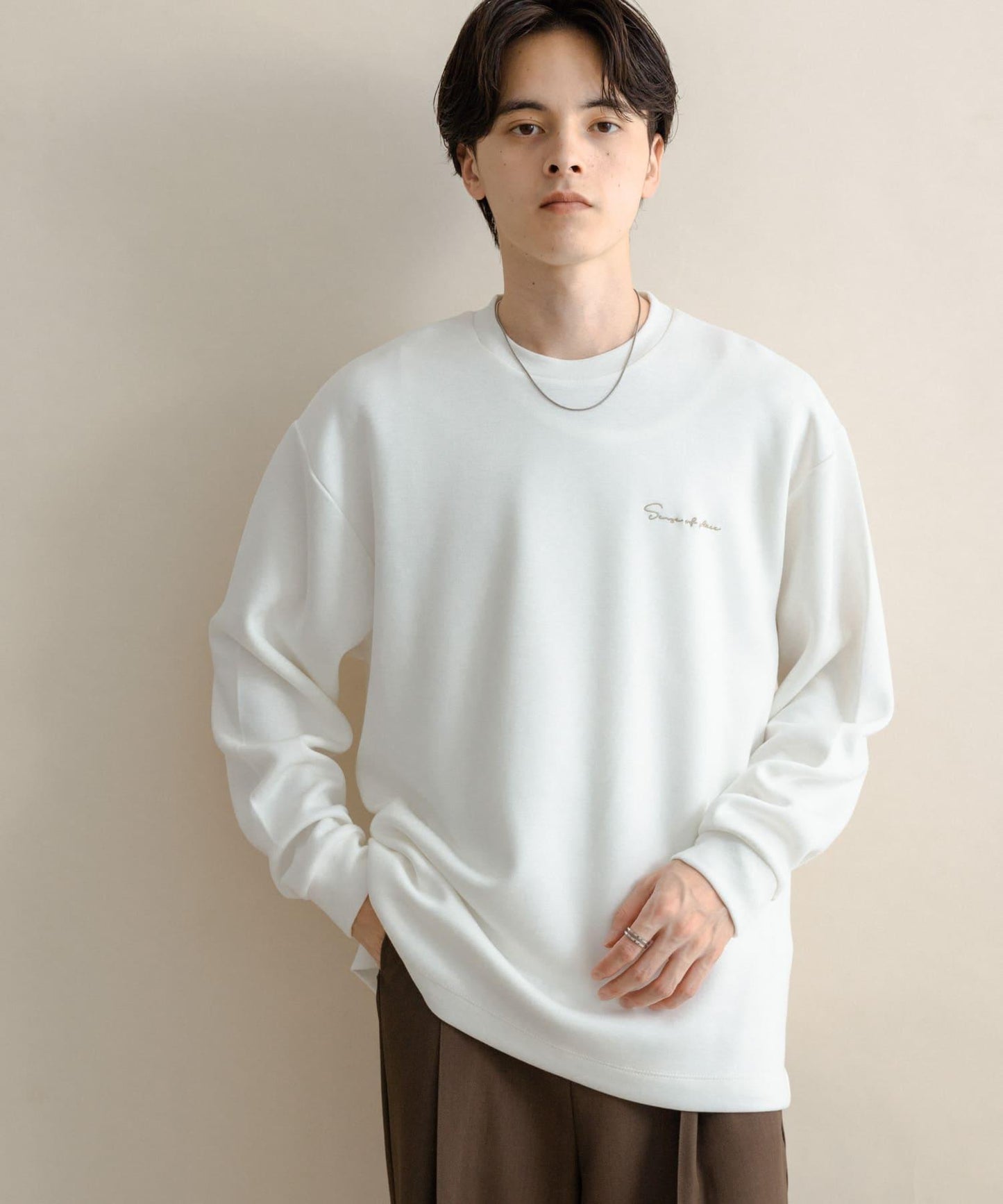 部分色 刺繡加厚長袖T恤