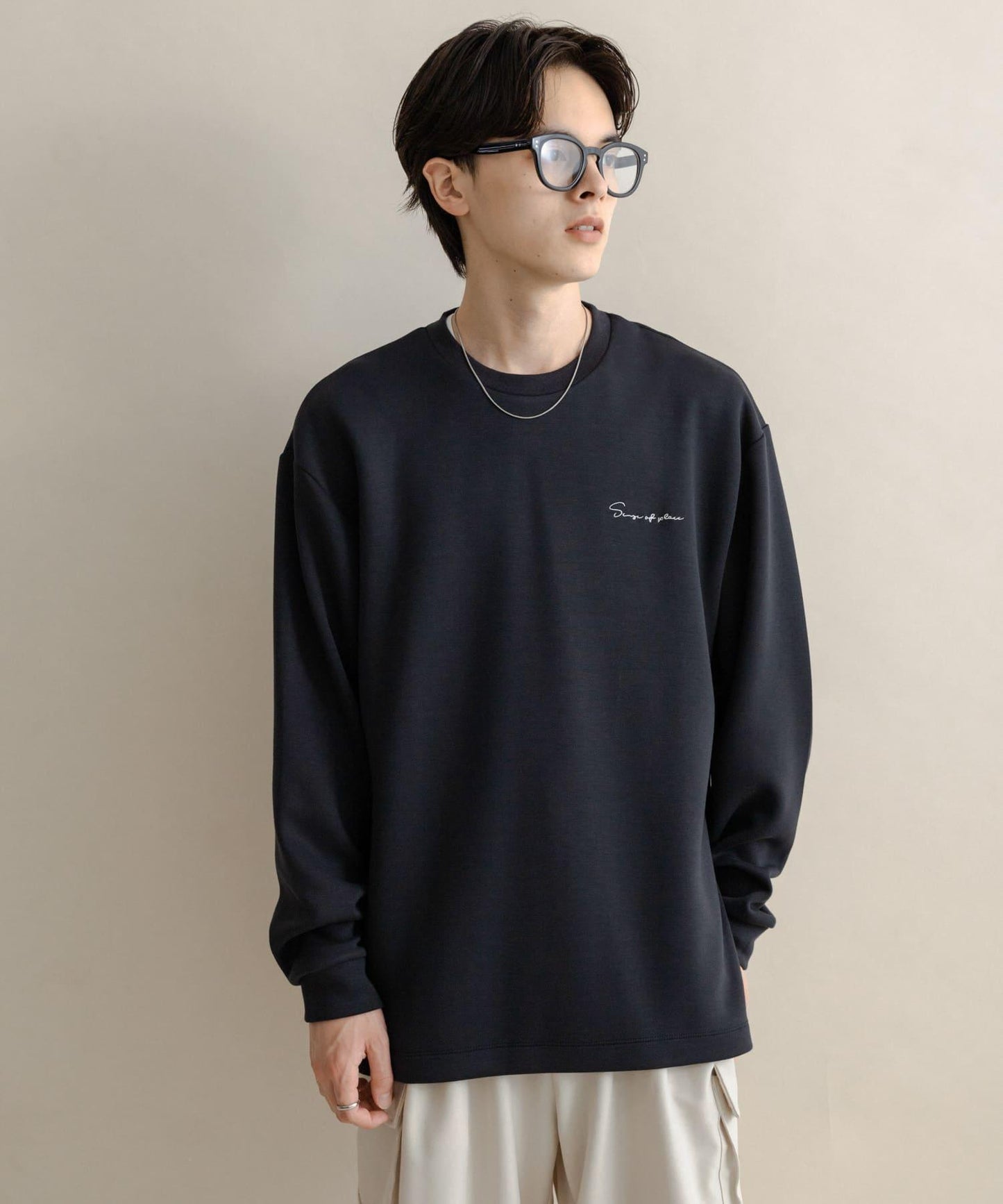 部分色 刺繡加厚長袖T恤