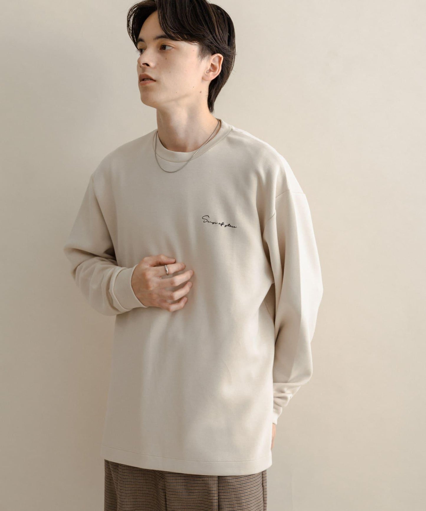 部分色 刺繡加厚長袖T恤