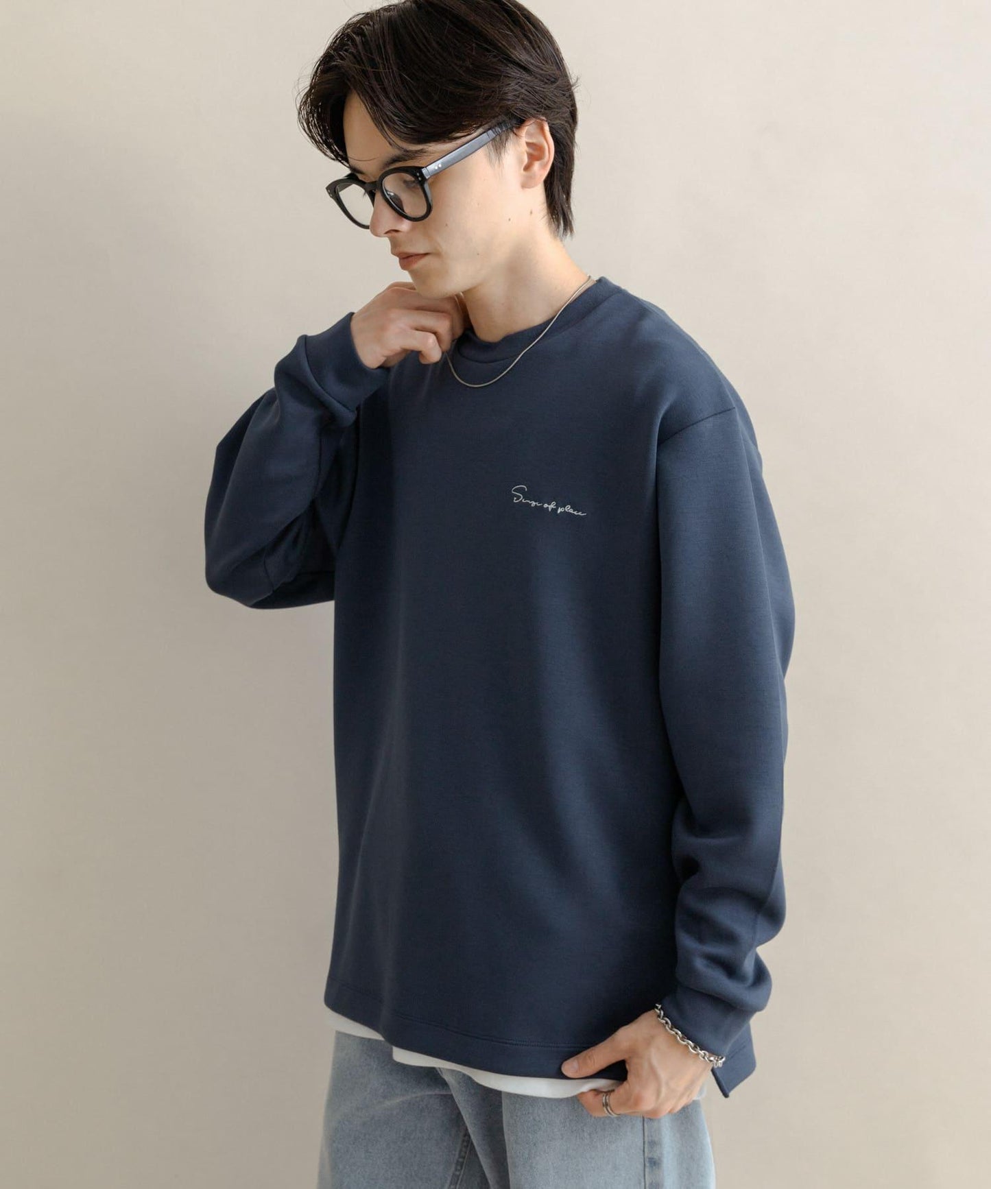 部分色 刺繡加厚長袖T恤