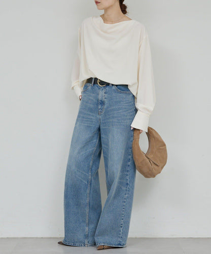 前襟褶皺女襯衫