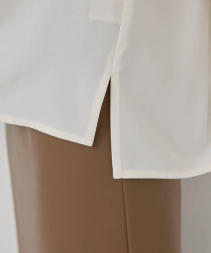 前襟褶皺女襯衫