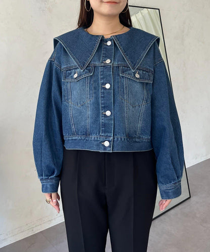 【總選舉參賽單品】大翻領短款牛仔夾克