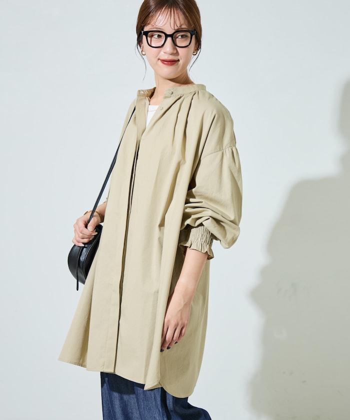 印度棉斜紋褶皺泡泡袖襯衫