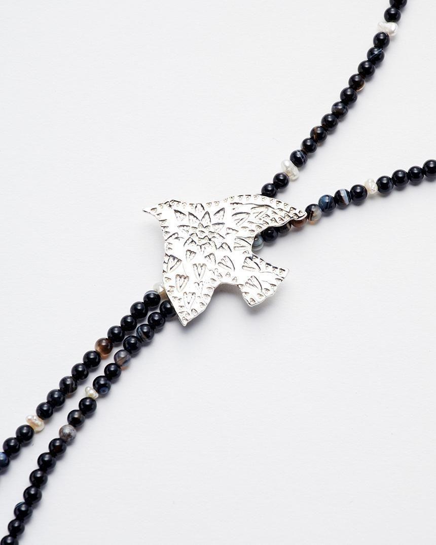 x PREEK CORD TIE NECKLACE(ONYX) (25102-PK-01)