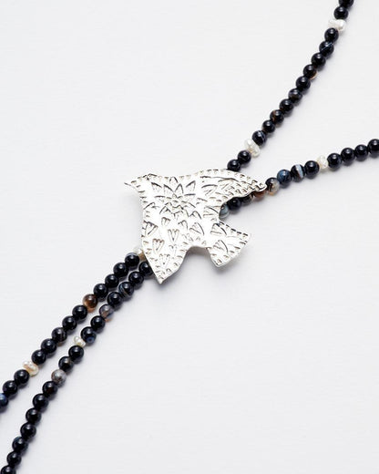 x PREEK CORD TIE NECKLACE(ONYX) (25102-PK-01)