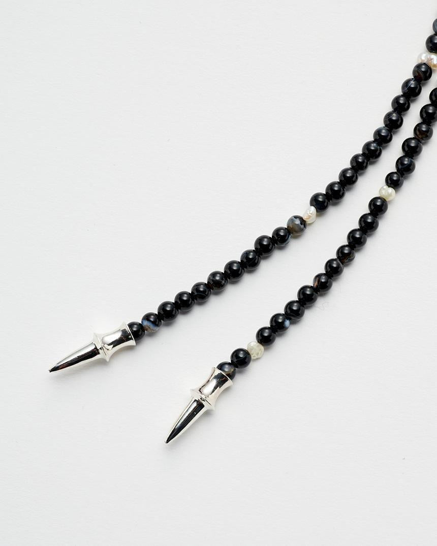 x PREEK CORD TIE NECKLACE(ONYX) (25102-PK-01)