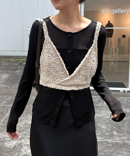 【/套裝商品】交叉吊帶背心×透視開衫