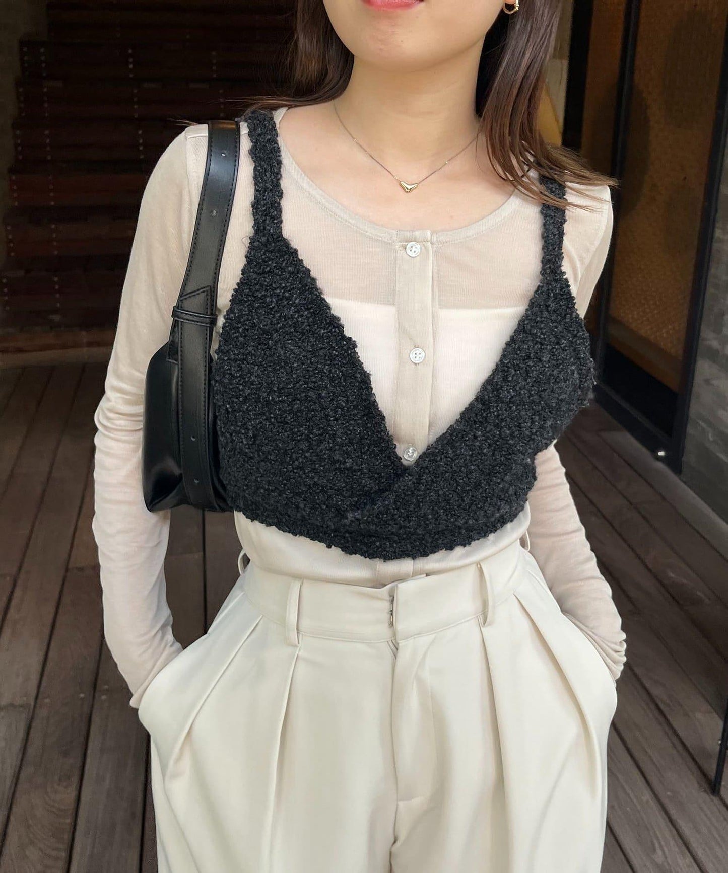 【/套裝商品】交叉吊帶背心×透視開衫