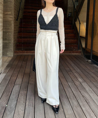 【/套裝商品】交叉吊帶背心×透視開衫