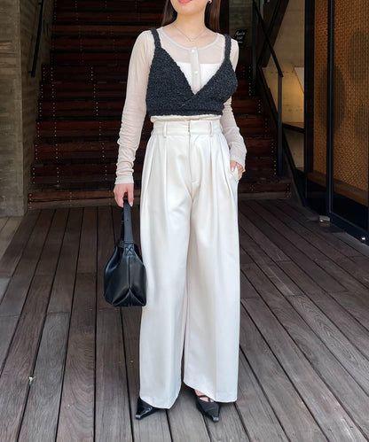 【/套裝商品】交叉吊帶背心×透視開衫