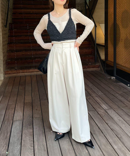 【/套裝商品】交叉吊帶背心×透視開衫