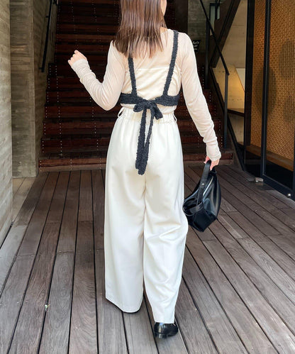 【/套裝商品】交叉吊帶背心×透視開衫