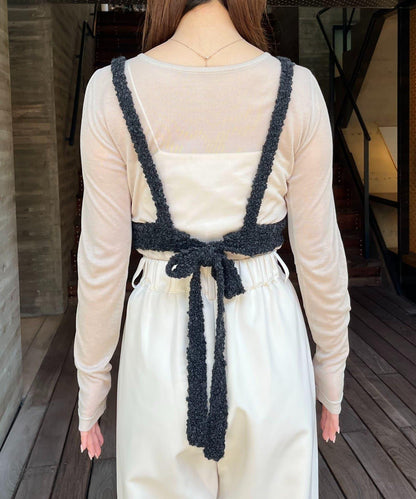 【/套裝商品】交叉吊帶背心×透視開衫