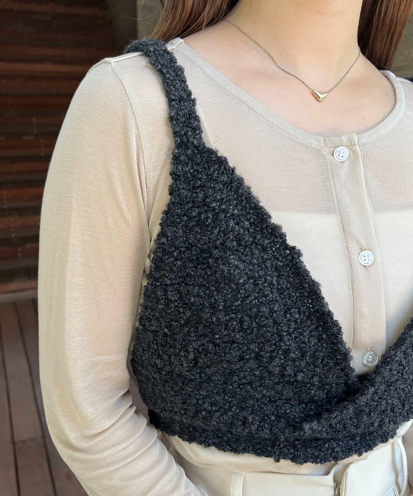 【/套裝商品】交叉吊帶背心×透視開衫