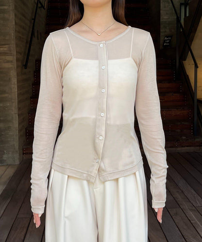 【/套裝商品】交叉吊帶背心×透視開衫