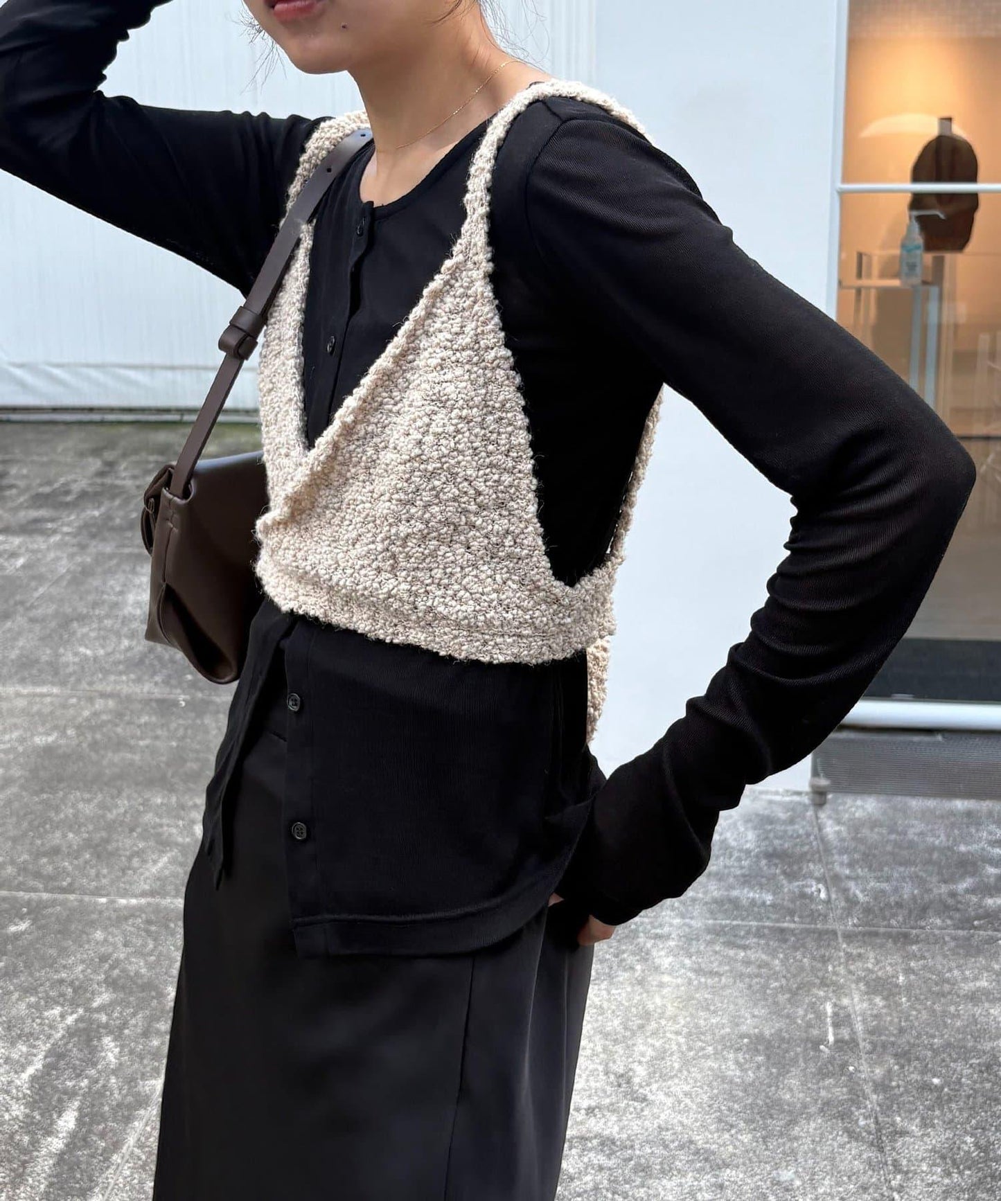 【/套裝商品】交叉吊帶背心×透視開衫