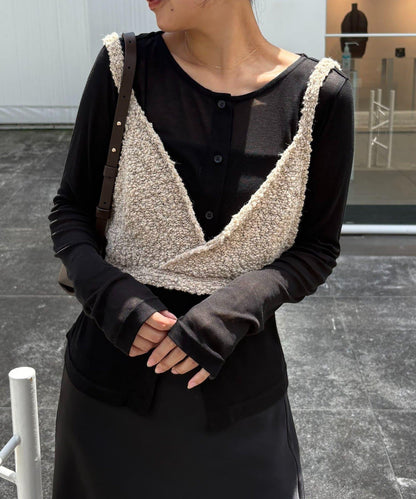 【/套裝商品】交叉吊帶背心×透視開衫