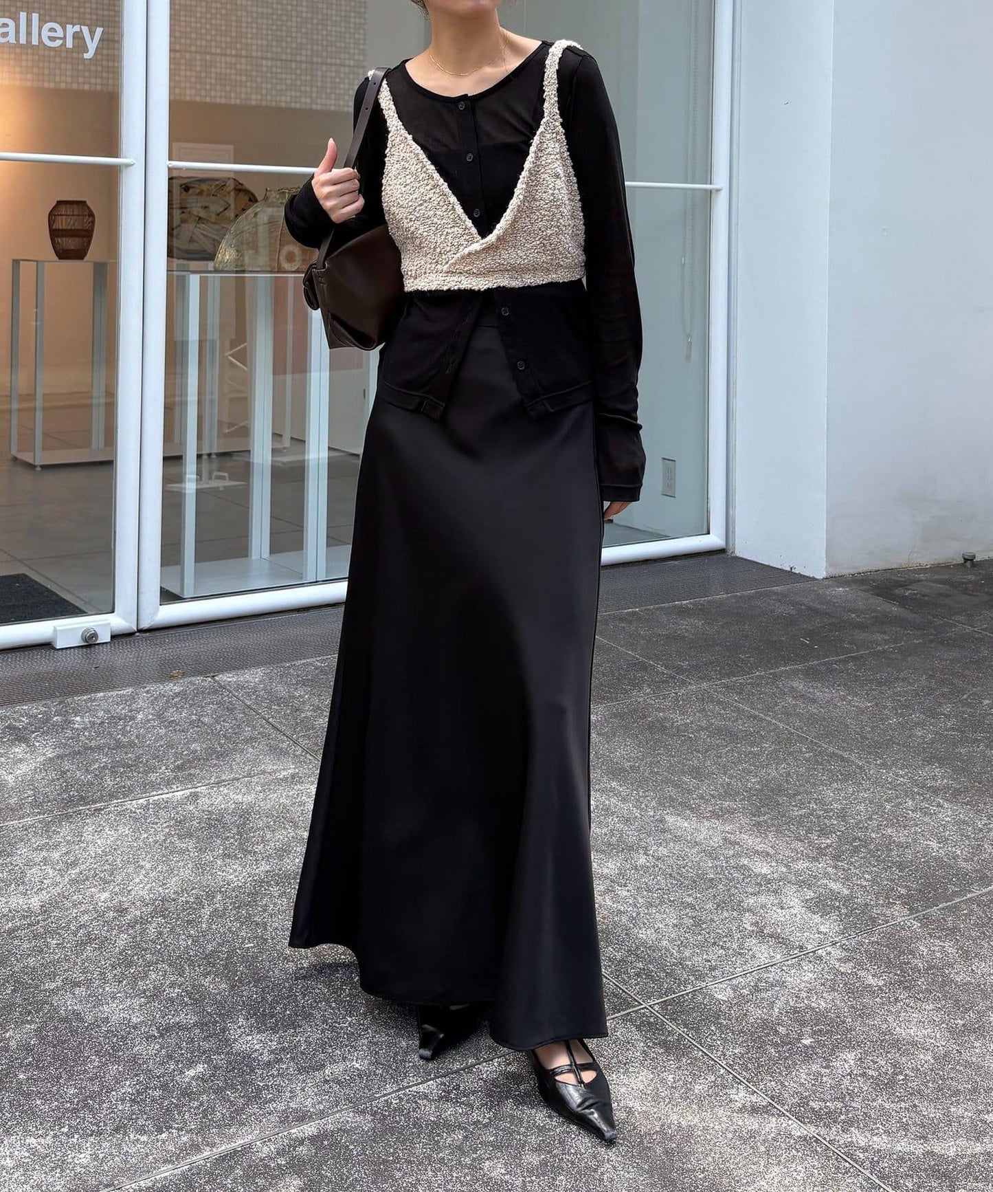 【/套裝商品】交叉吊帶背心×透視開衫