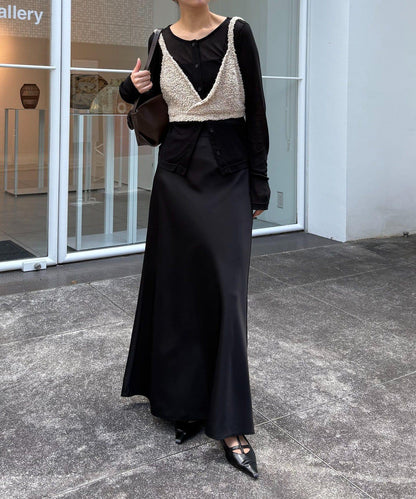 【/套裝商品】交叉吊帶背心×透視開衫