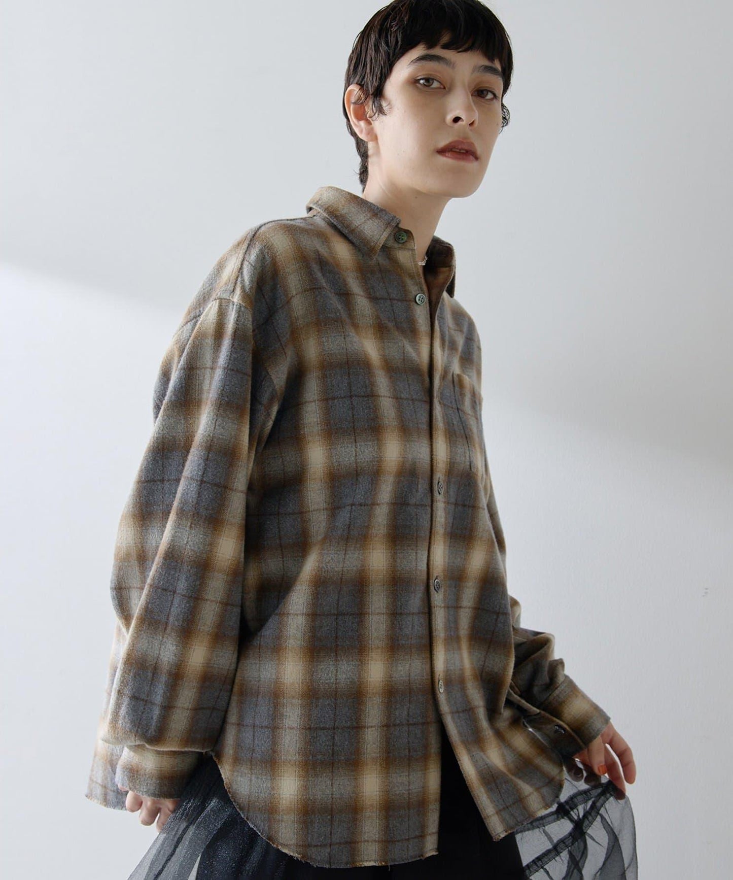 長毛格紋襯衫