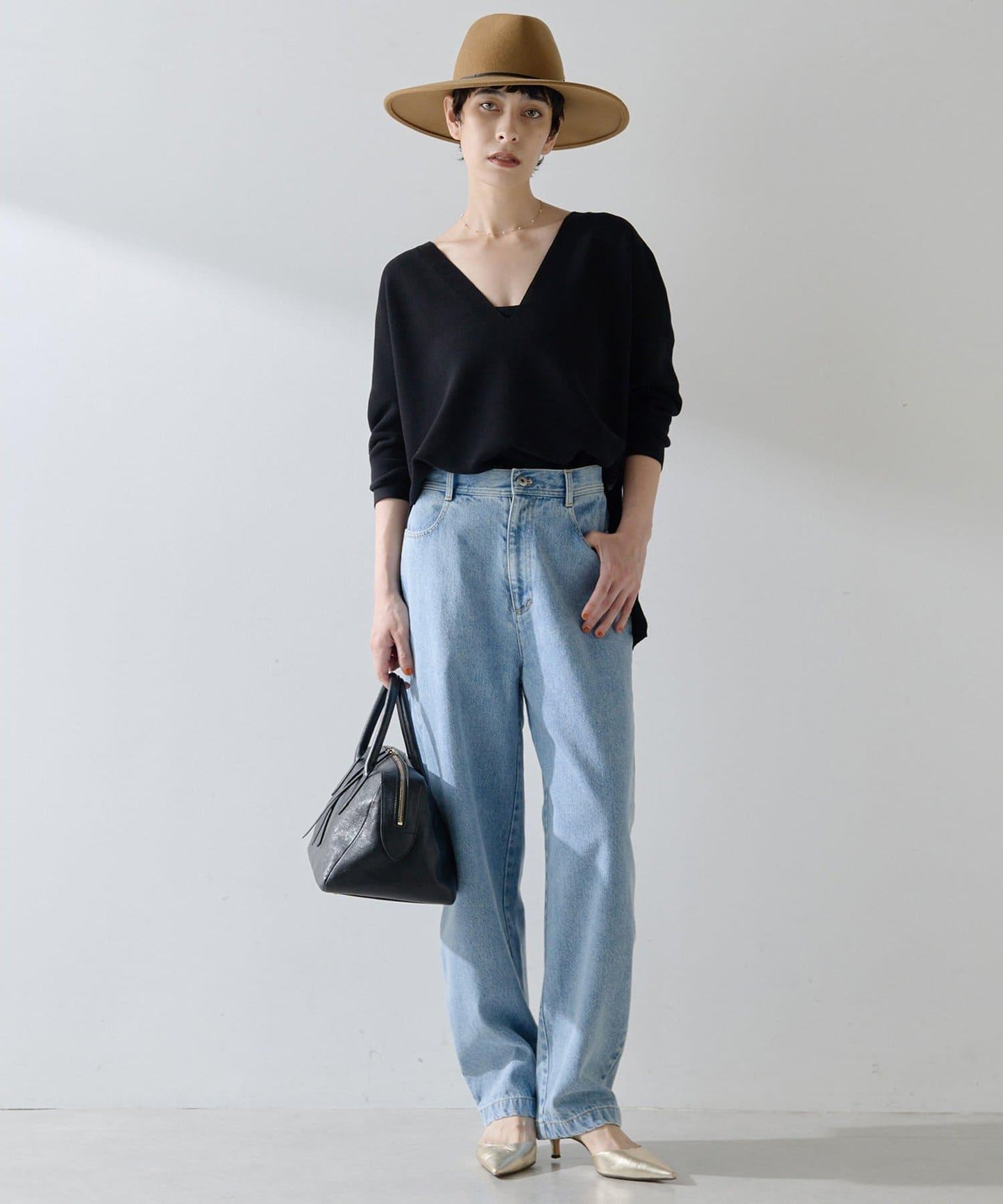 【THE PAUSE】高腰弧形牛仔褲