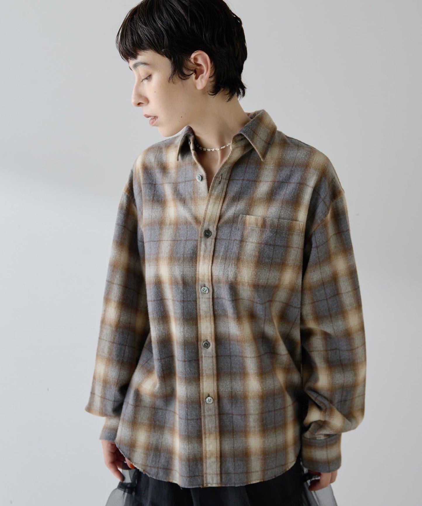 長毛格紋襯衫