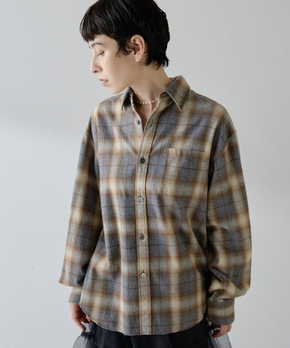 長毛格紋襯衫