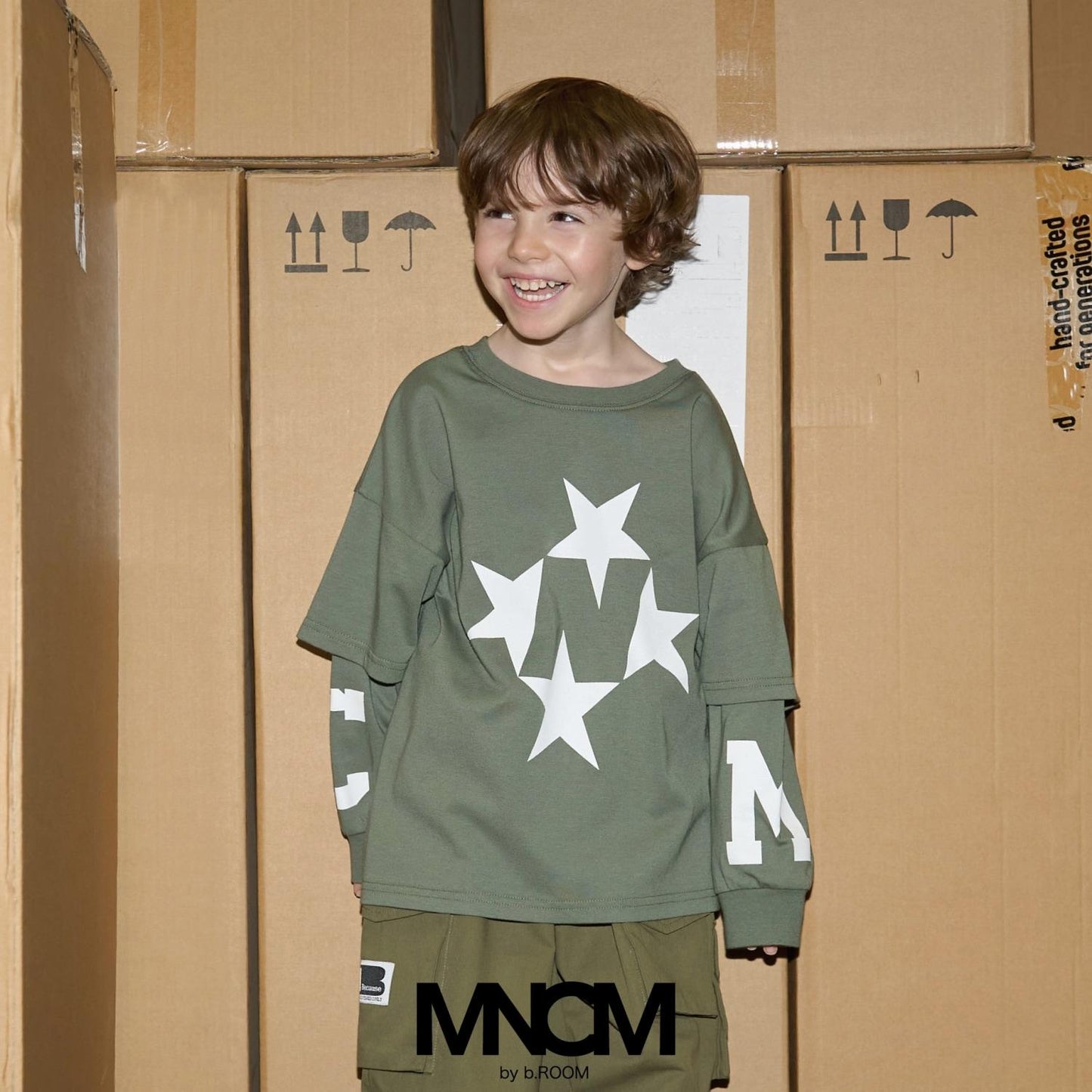 【MNCM】【正反兩穿】【舒適天竺棉】印花疊穿寬鬆T恤