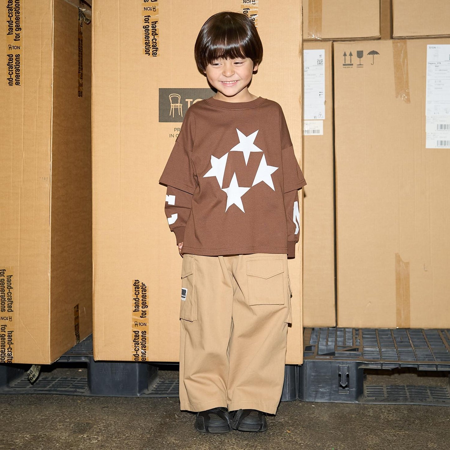 【MNCM】【正反兩穿】【舒適天竺棉】印花疊穿寬鬆T恤