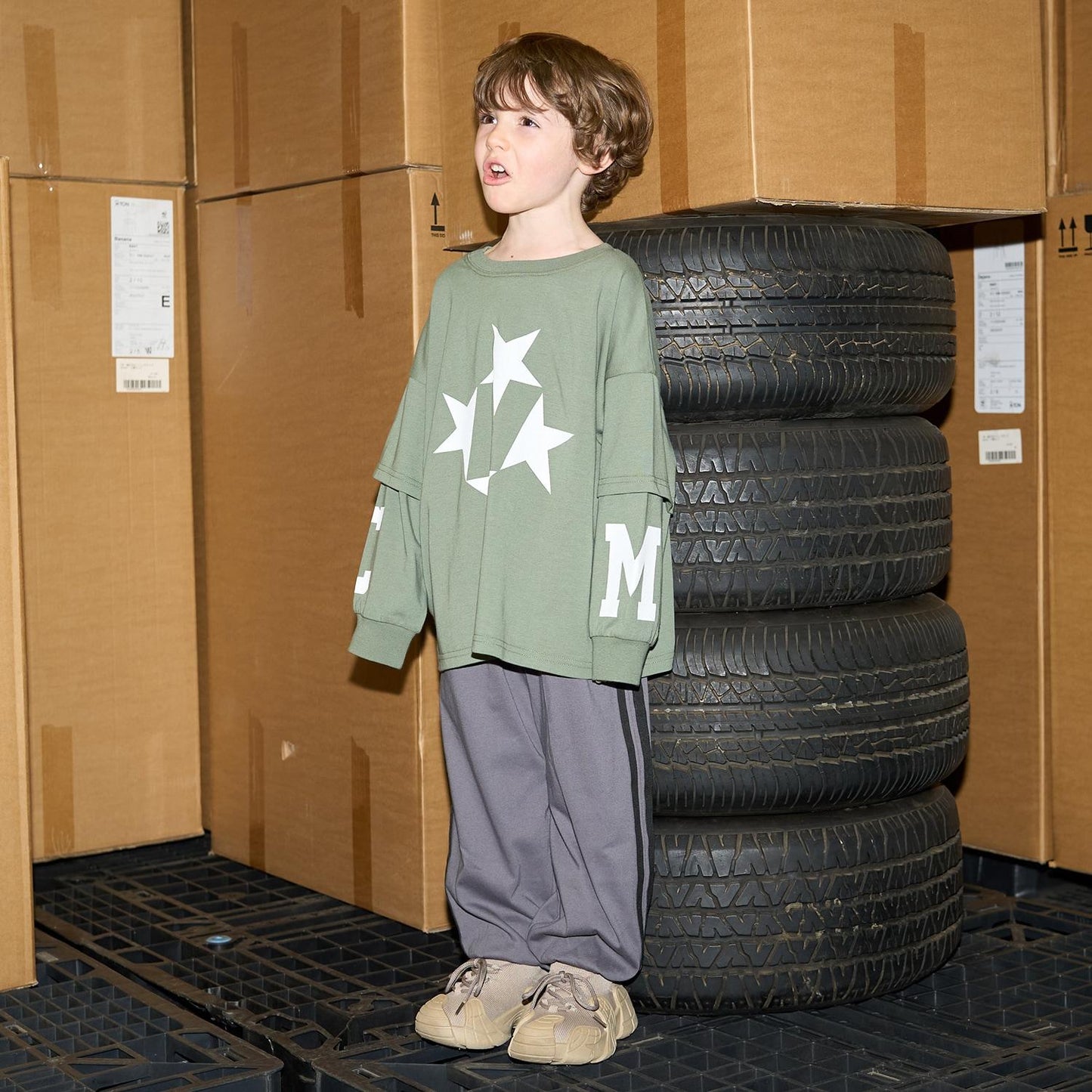 【MNCM】【正反兩穿】【舒適天竺棉】印花疊穿寬鬆T恤