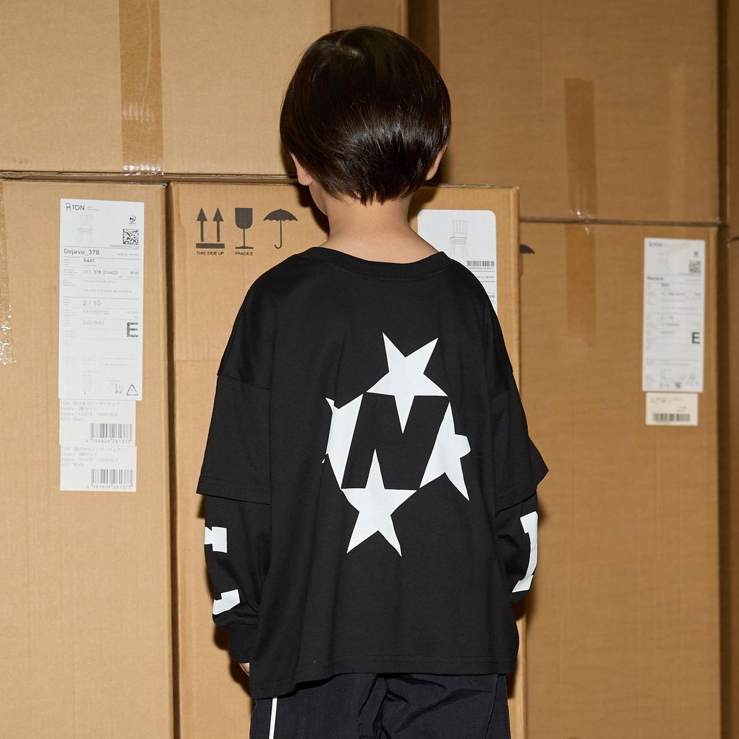 【MNCM】【正反兩穿】【舒適天竺棉】印花疊穿寬鬆T恤