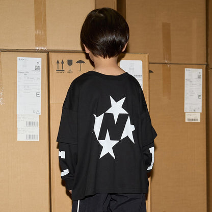 【MNCM】【正反兩穿】【舒適天竺棉】印花疊穿寬鬆T恤