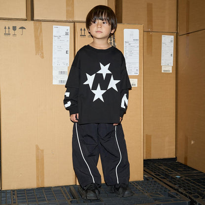 【MNCM】【正反兩穿】【舒適天竺棉】印花疊穿寬鬆T恤