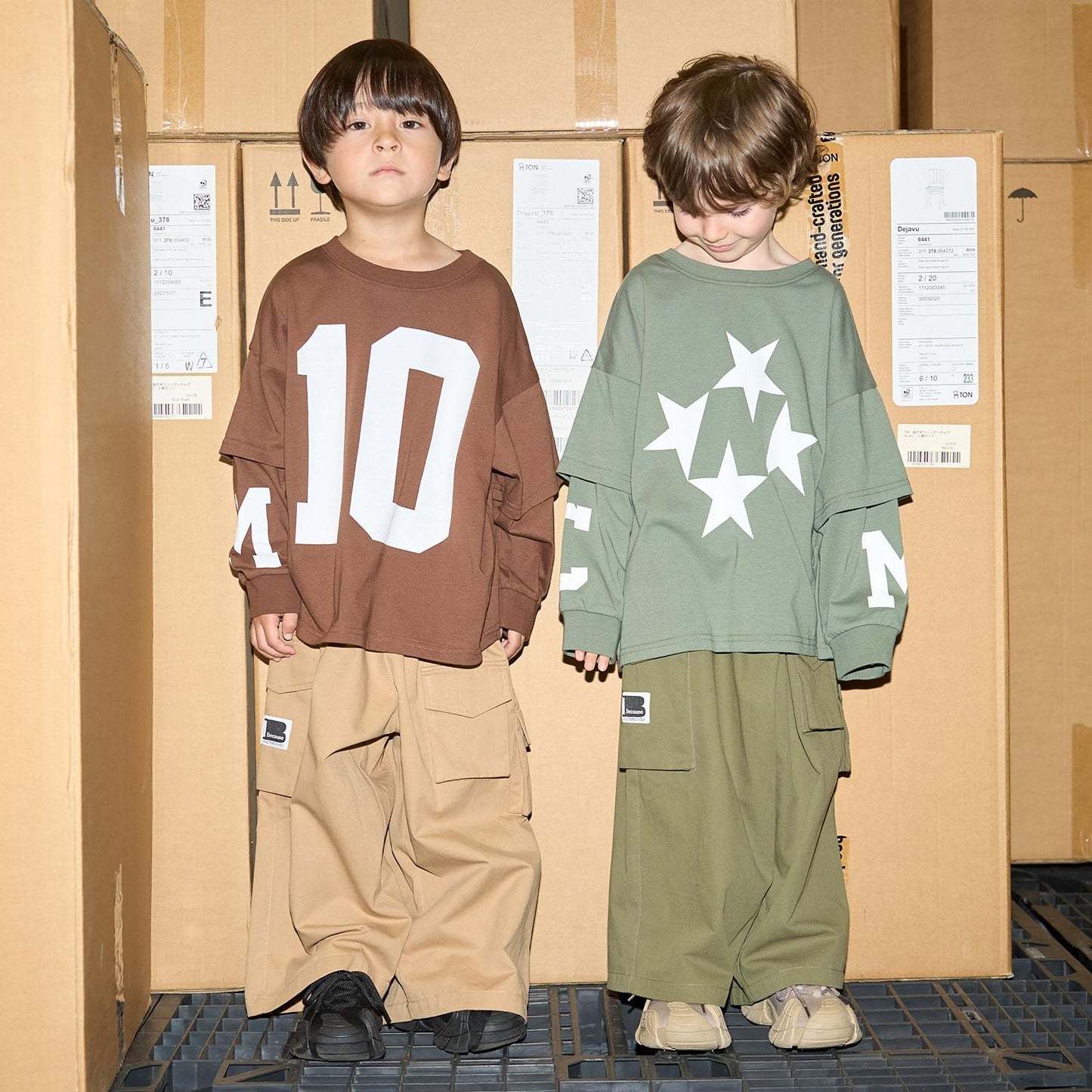 【MNCM】【正反兩穿】【舒適天竺棉】印花疊穿寬鬆T恤