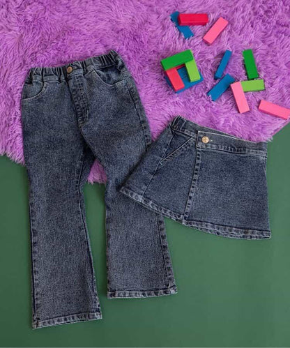 I'm Jelly！化學水洗牛仔裙褲套裝 10分長度