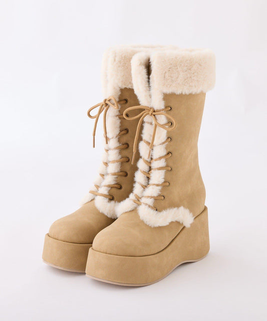 【PremiumOrder】減重3公斤繫帶羊羔絨靴