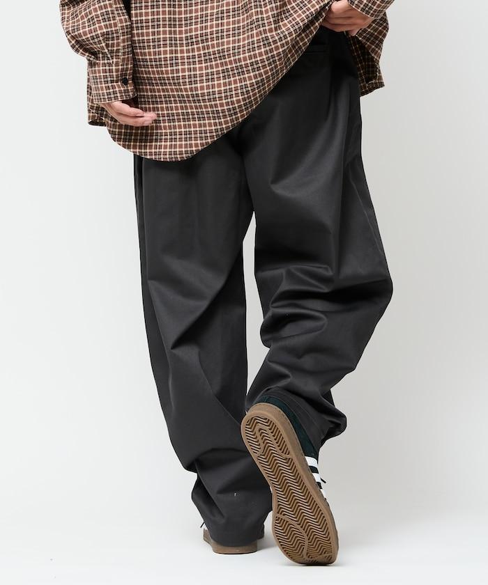 寬鬆版型斜紋打褶錐形褲