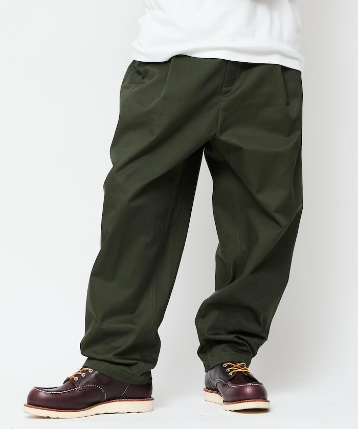 寬鬆版型斜紋打褶錐形褲