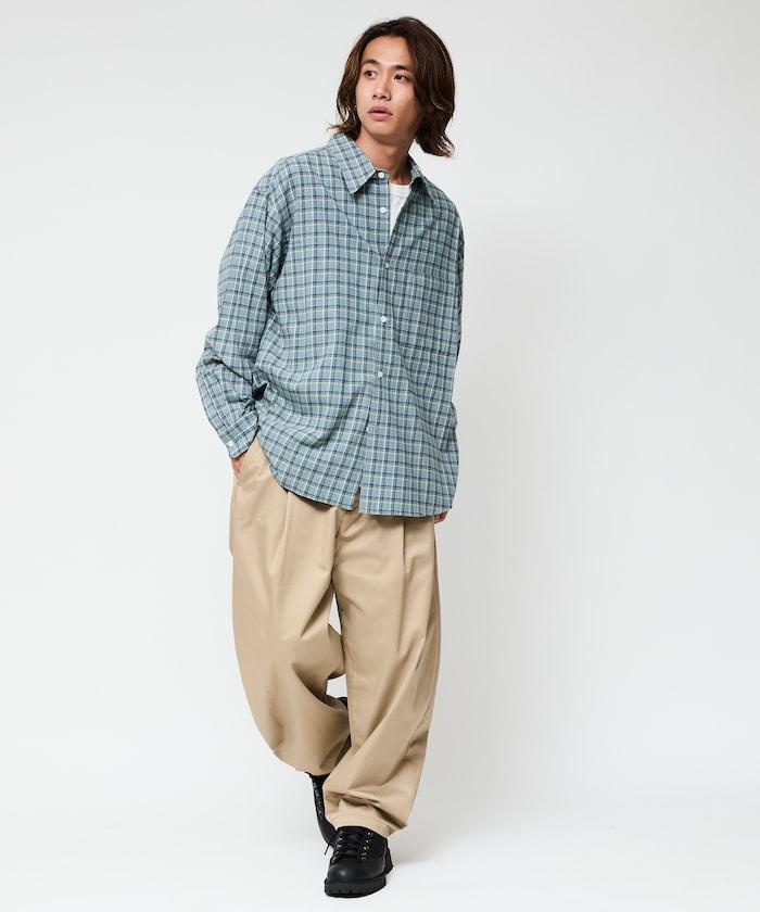 寬鬆版型斜紋打褶錐形褲