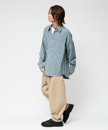 寬鬆版型斜紋打褶錐形褲