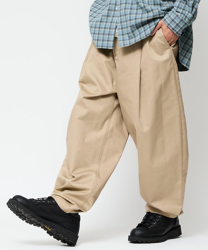 寬鬆版型斜紋打褶錐形褲