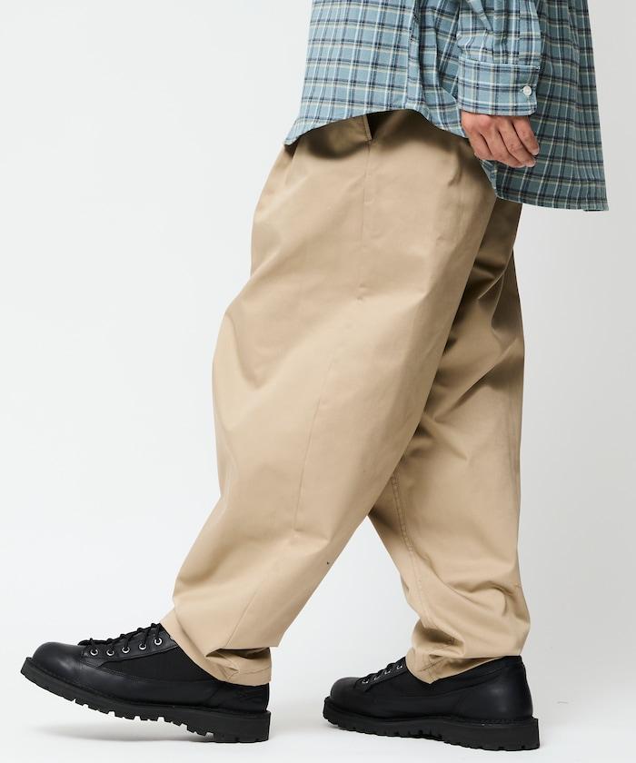 寬鬆版型斜紋打褶錐形褲