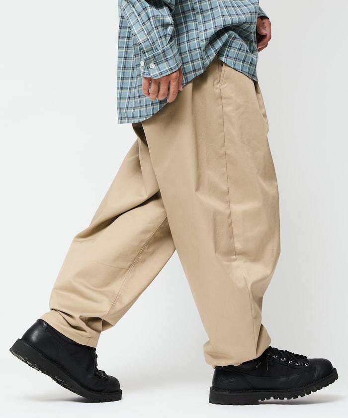 寬鬆版型斜紋打褶錐形褲