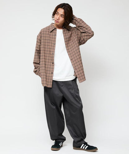 寬鬆版型斜紋打褶錐形褲