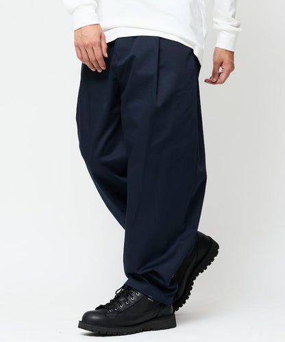 寬鬆版型斜紋打褶錐形褲